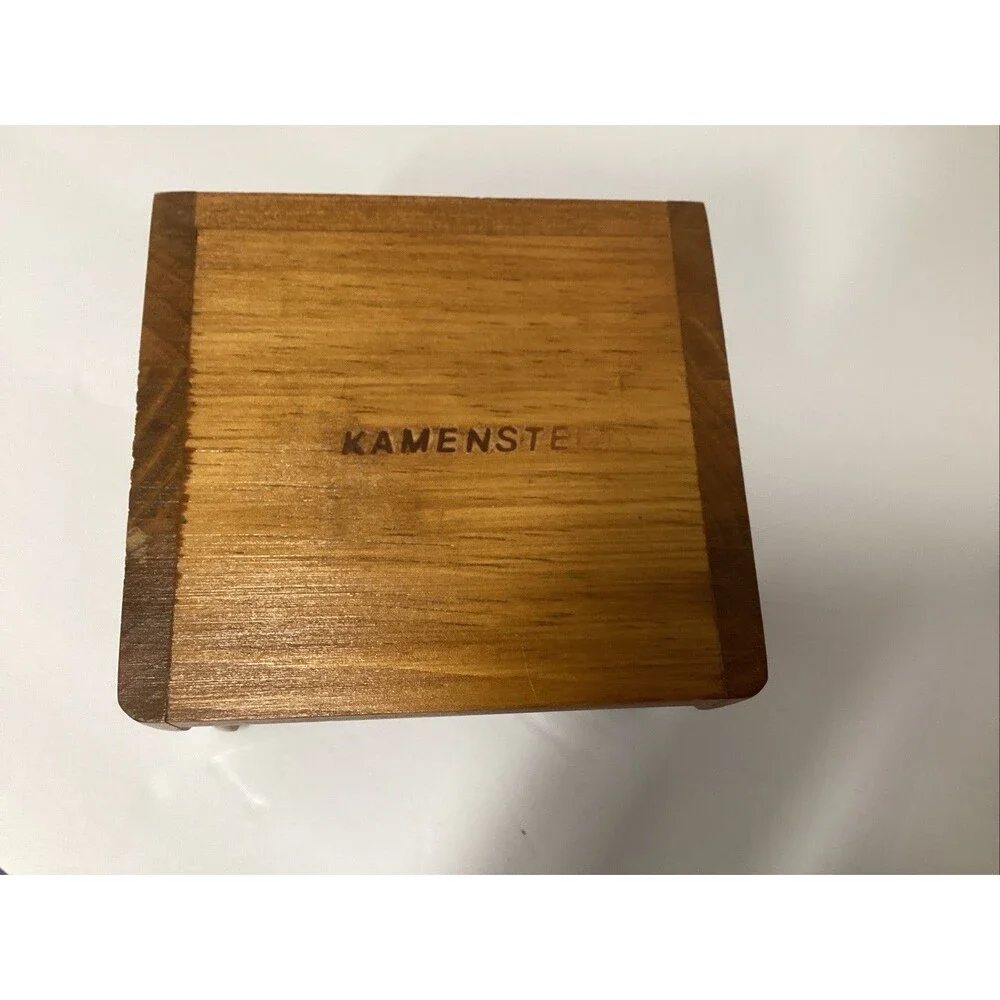 kamenstein coaster set 6 piece wooden cork w/holder MCM retro